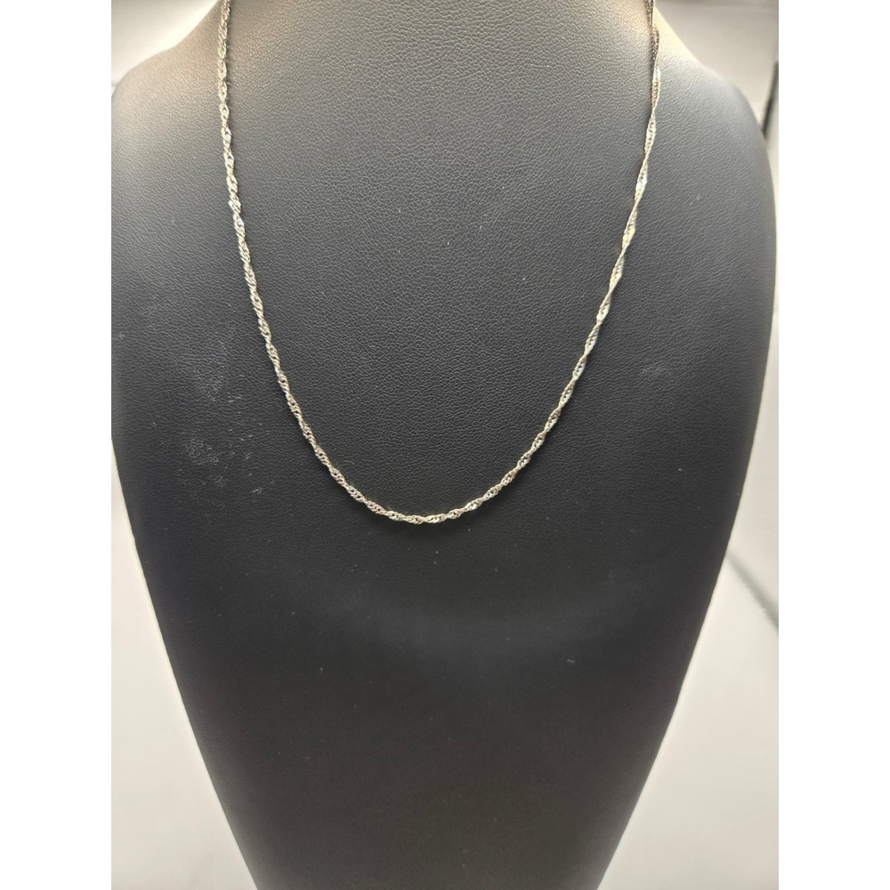 Sterling Silver 925 Singapore Twist Chain Necklace 15 Inch Lobster Clasp